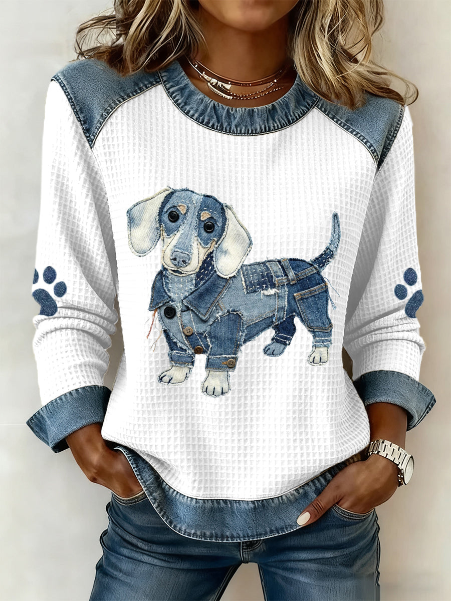 Ženski lijepi dach jazavica uzorak Denim patchwork umjetnost trenera