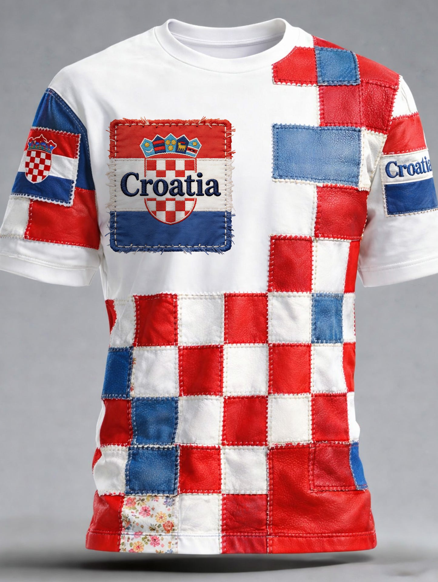 Muška hrvatska umjetnost patchwork zastava Boja Ispis T-majica