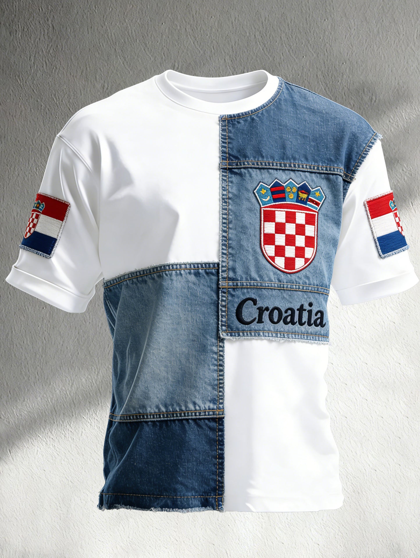Muška hrvatska crvena i bijela dama za umjetnički T-shirt