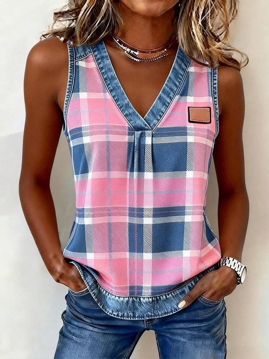 Ženski obrazac Denim patchwork vrh