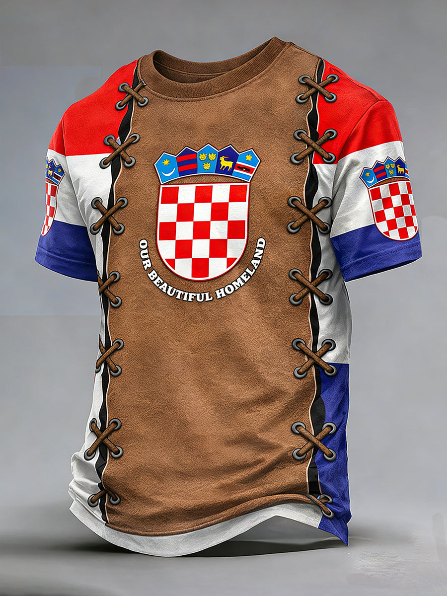 Retro hrvatsko-Stilan umjetnost Tiskaj Casual T-shirt