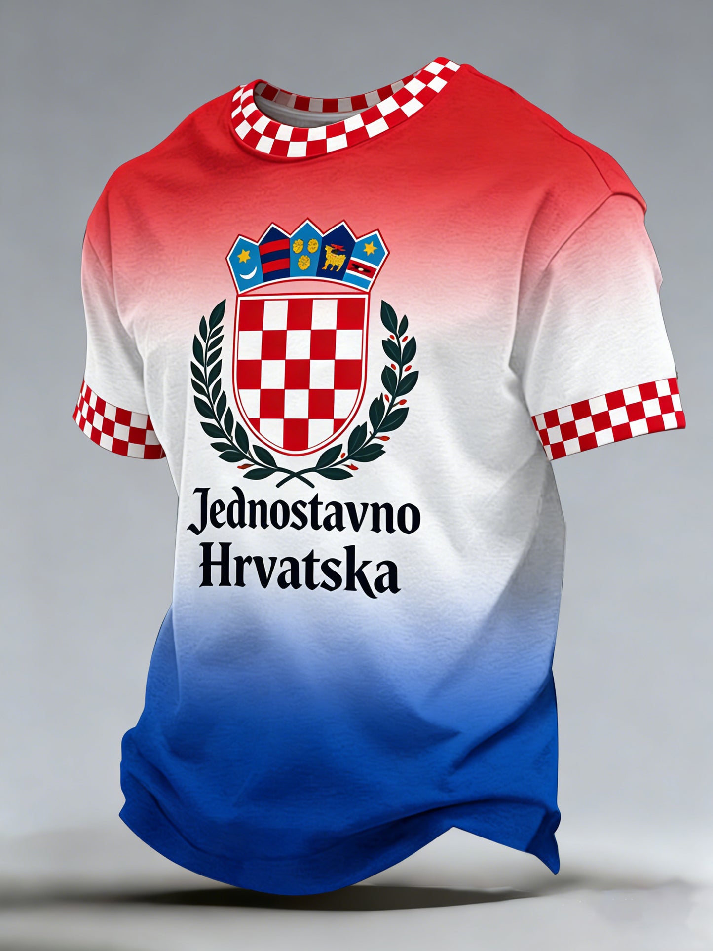 Muška majica s umjetničkom grafikom u bojama hrvatske zastave