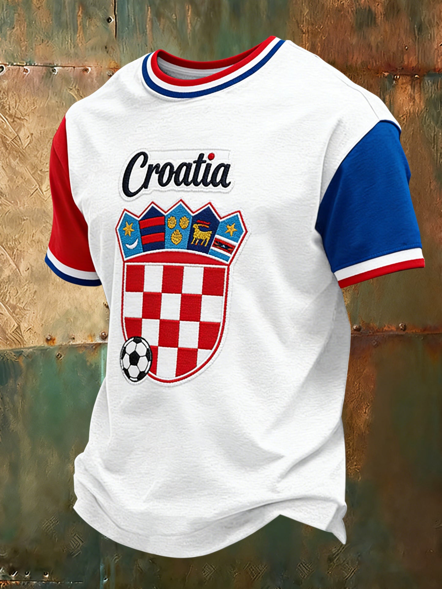 Muška majica s umjetničkom grafikom nogometne utakmice u crveno-bijelom šahovskom uzorku, Hrvatska