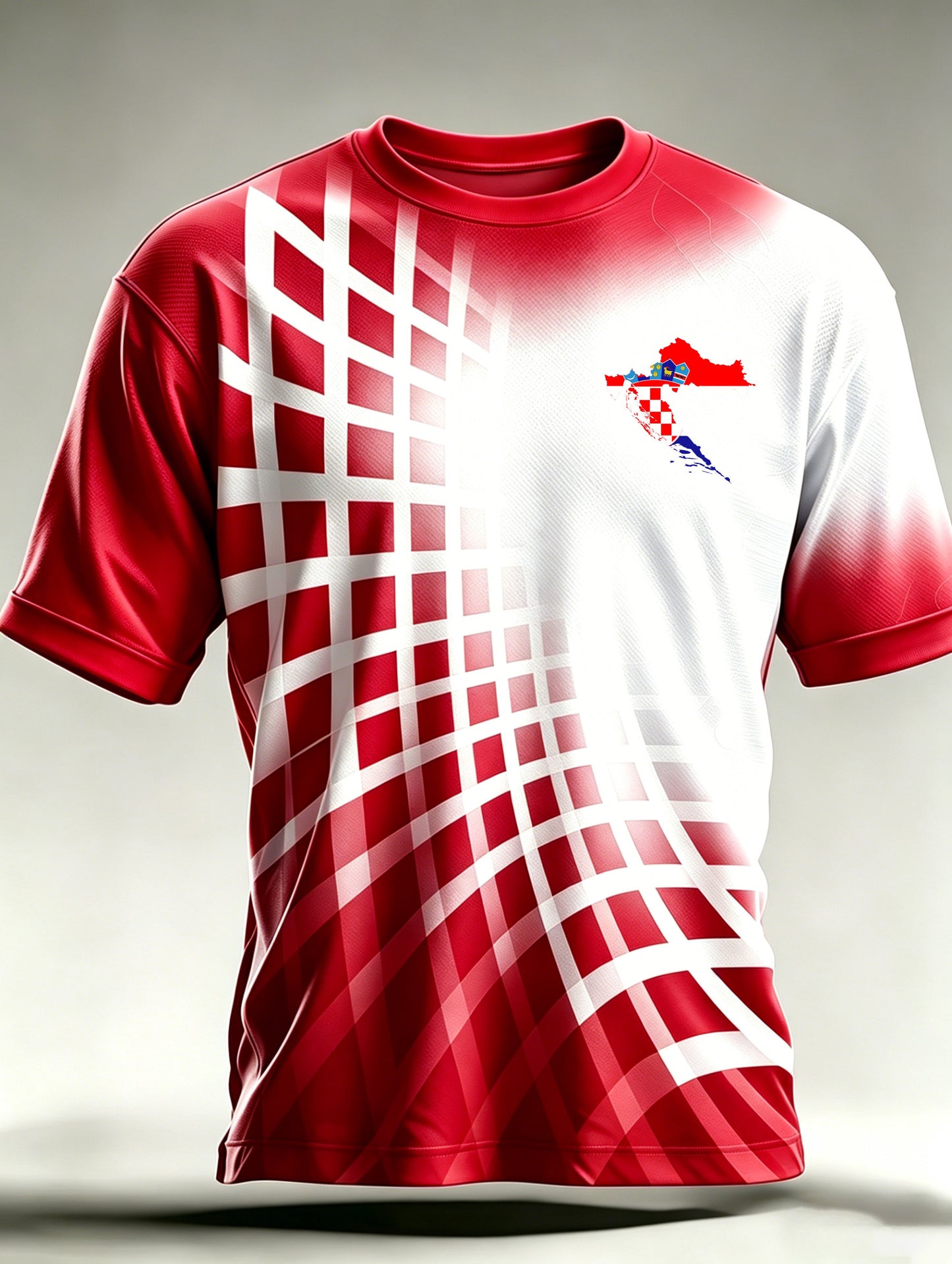 Muška hrvatska crvena i bijela dama umjetnost Ispis kratki rukav T-shirt