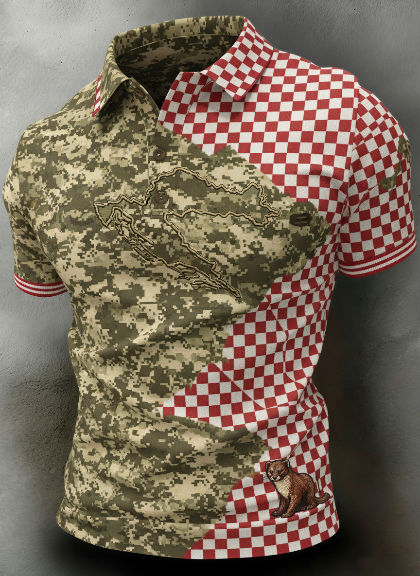 Muški kratki rukav Polo s hrvatskim zastavom inspiriranom umjetničkom tisku