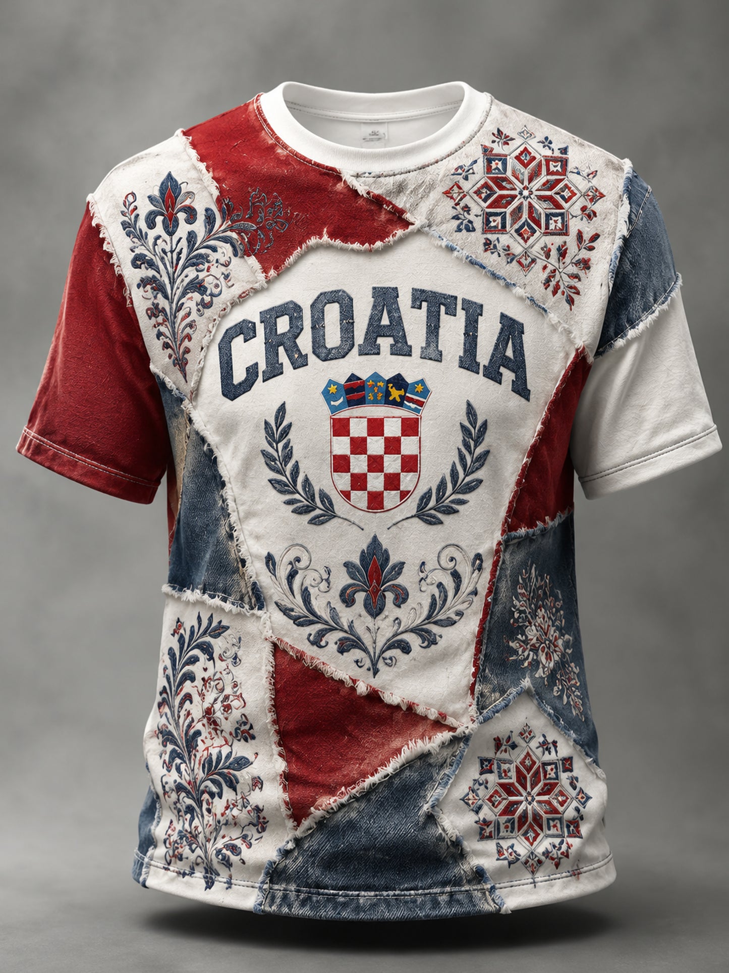 Muška majica s umjetničkim printom u stilu hrvatske zastave