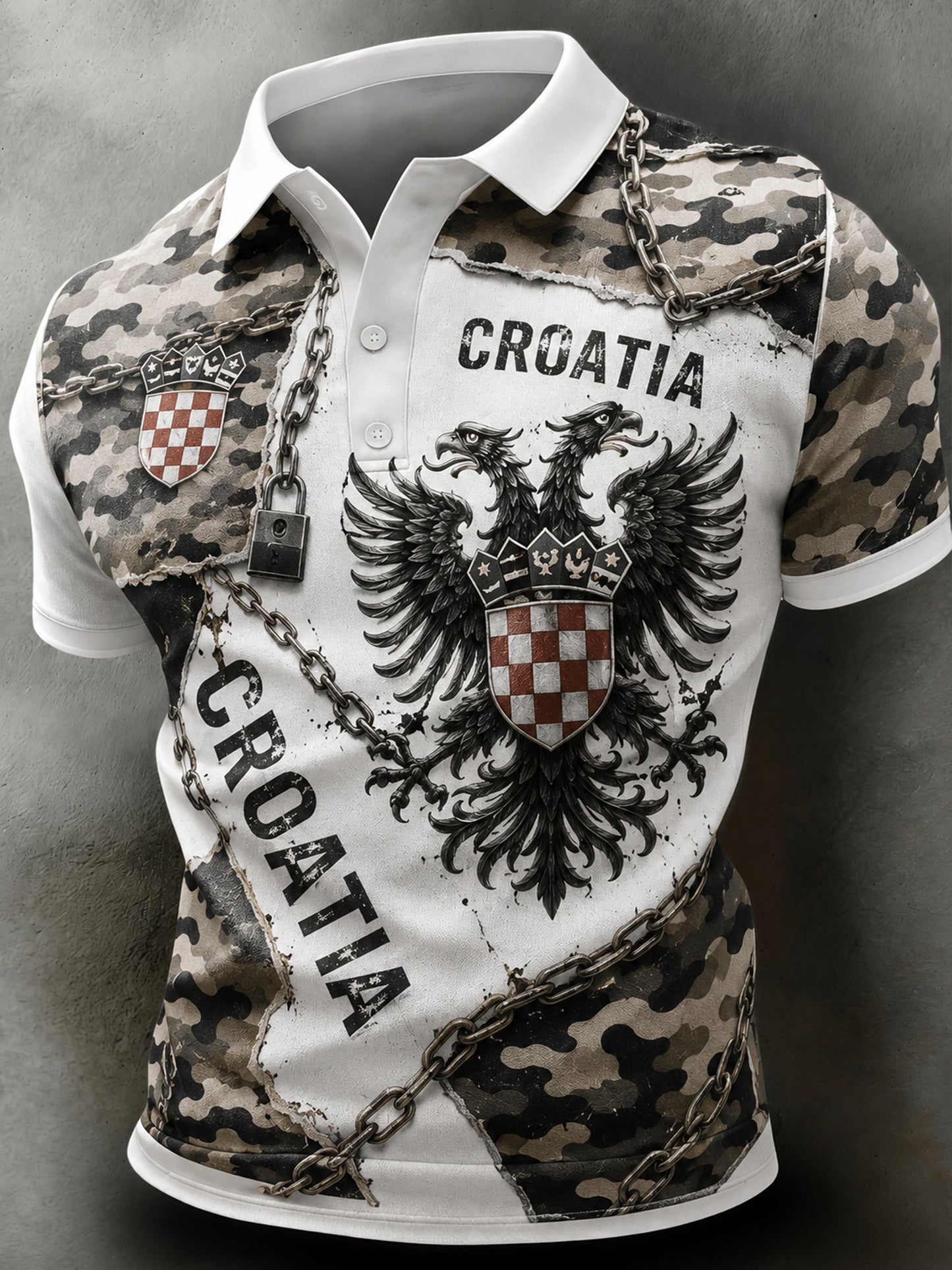 Muški polo majica s umjetničkim uzorkom u bojama hrvatske zastave