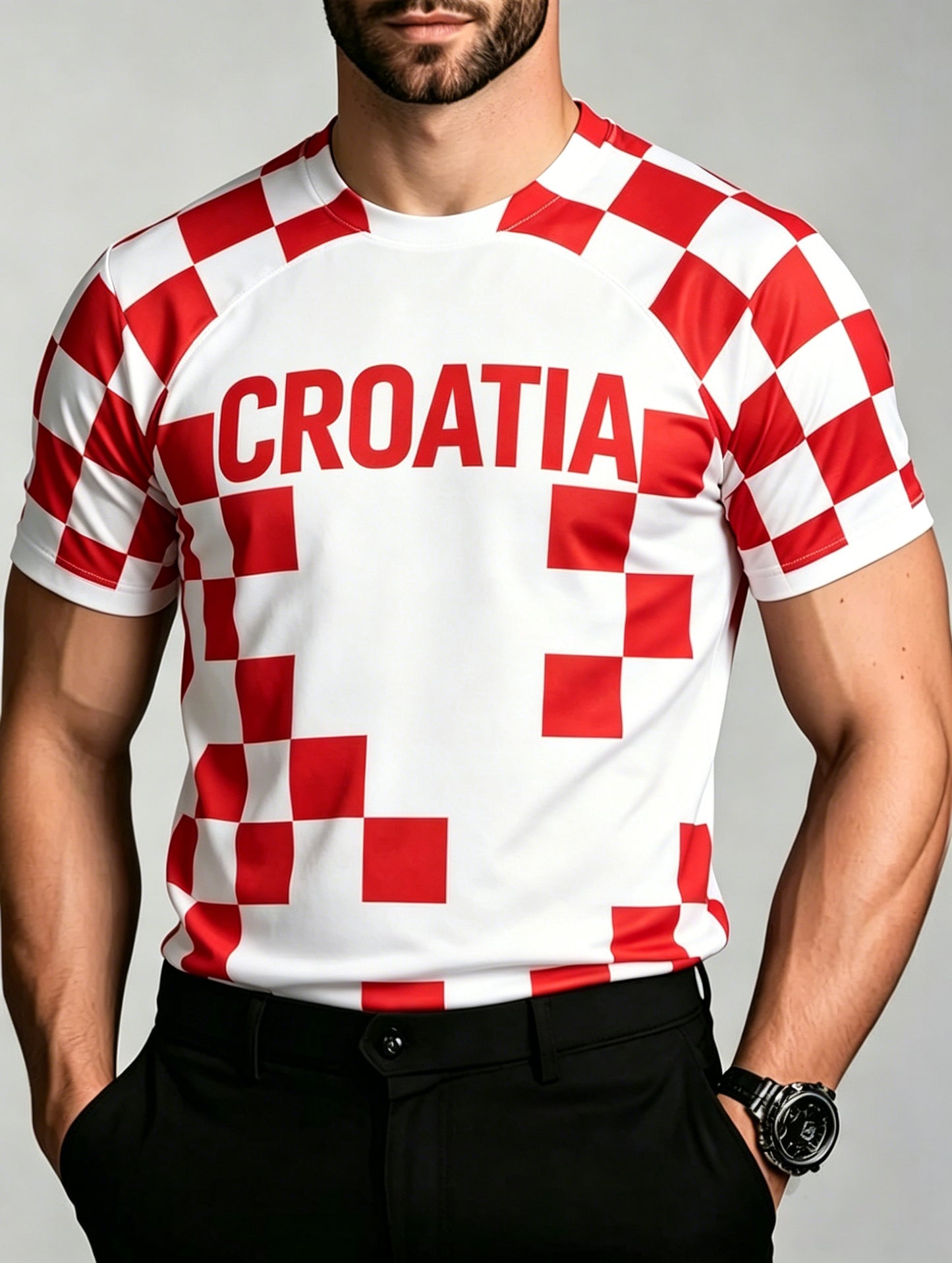 Muški majica s umjetničkim printom za navijanje na nogometnoj utakmici Hrvatske