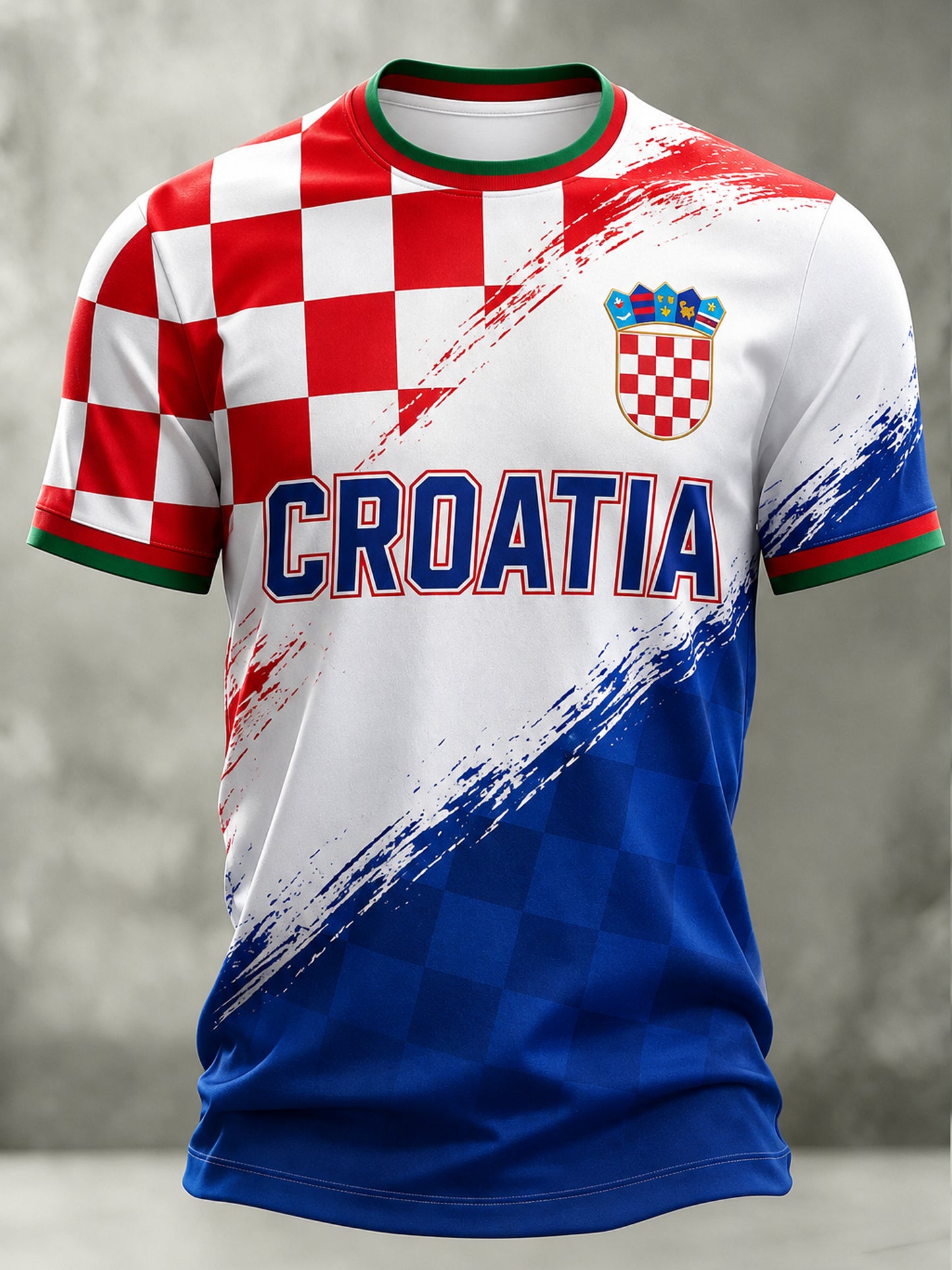 Muška majica s umjetničkim printom u stilu hrvatske zastave