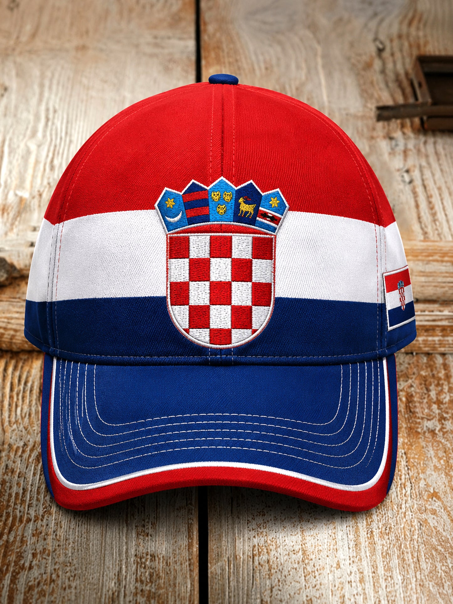 Uniseks kapa s umjetničkim uzorkom u bojama hrvatske nacionalne zastave – savršena za navijanje na nogometnoj utakmici