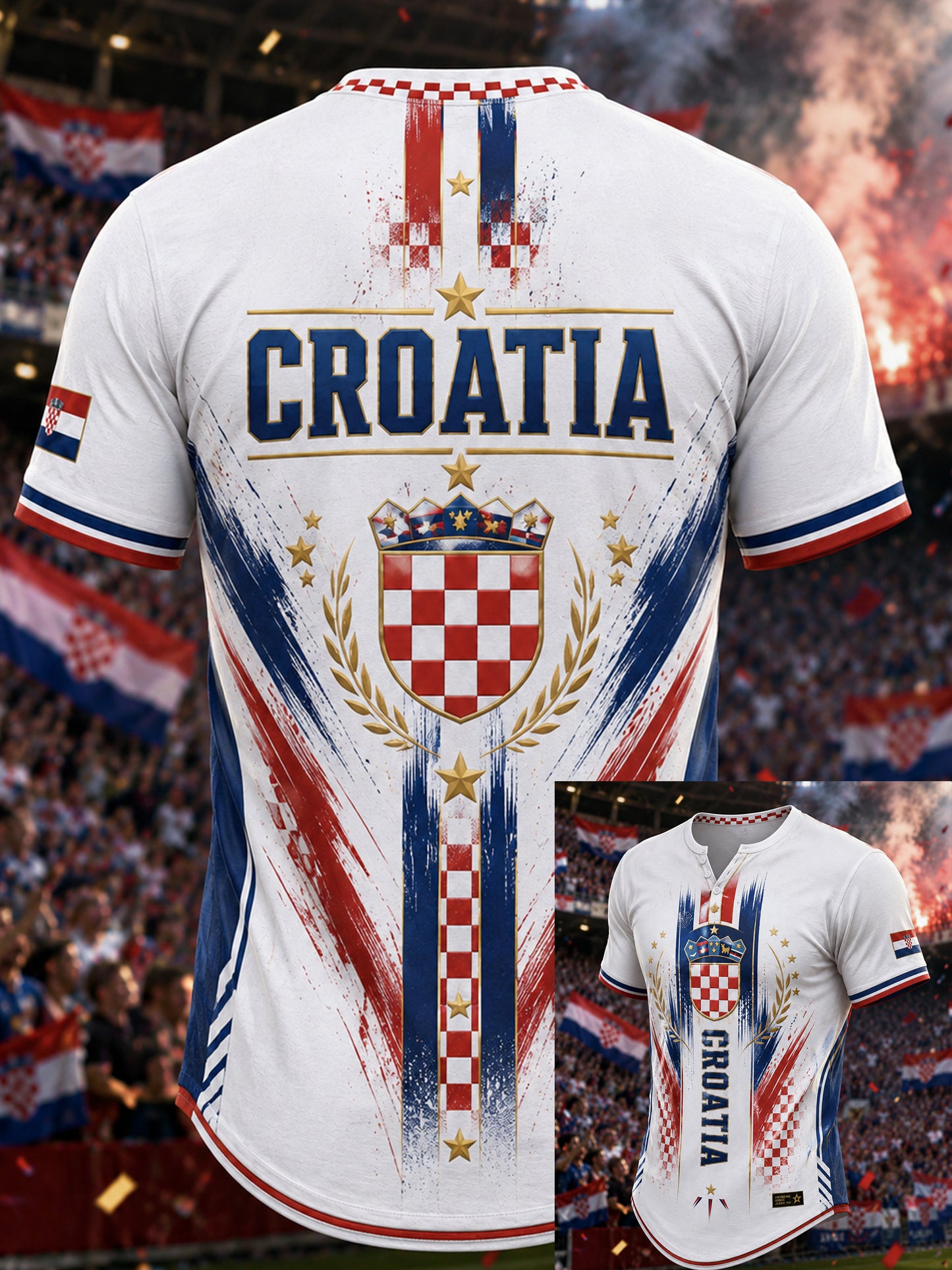 Muška majica kratkih rukava s hrvatskim cvjetnim umjetničkim uzorkom