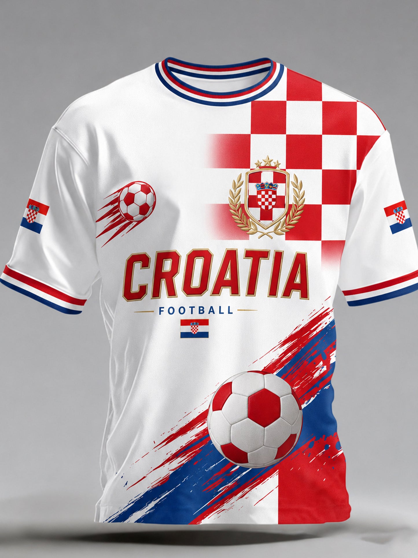 Muškarci Hrvatski nogometni utakmica Navijanje Element Umjetnost Ispis T-majca.