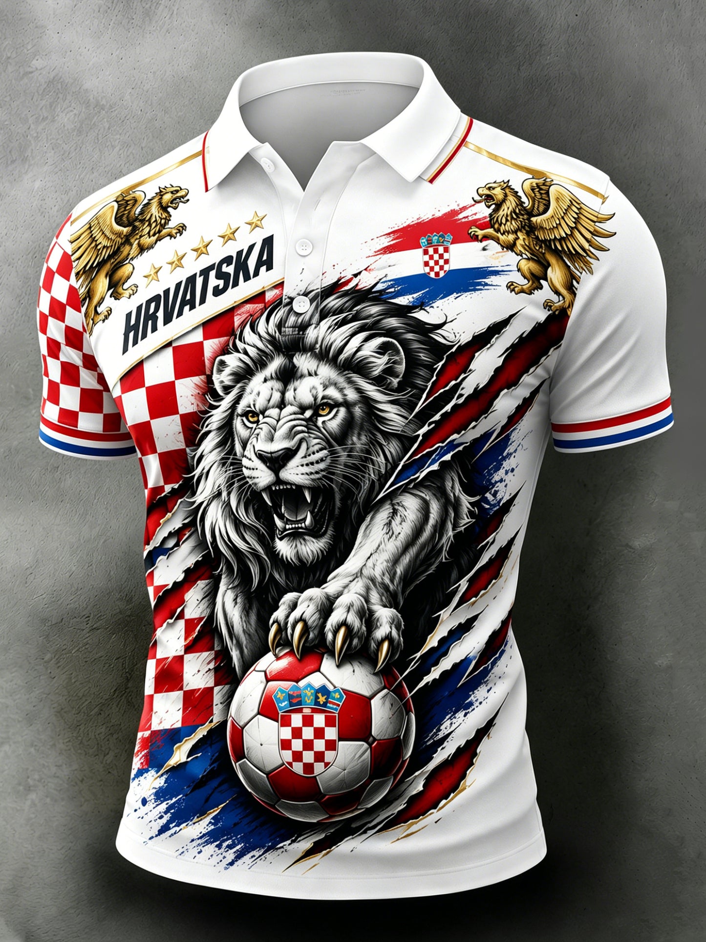 Muška hrvatski nogometni utakmica Navijanje Element Umjetnost Print Polo košulja