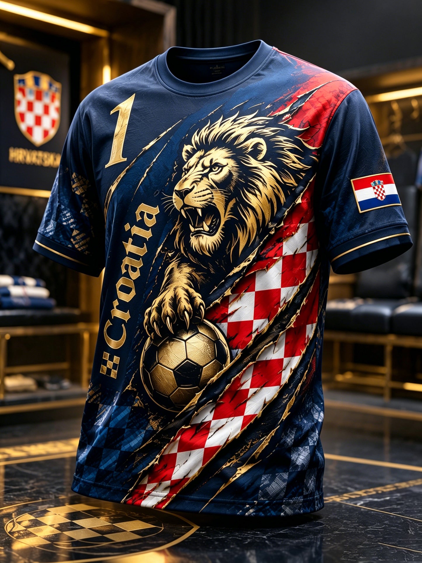 Muška hrvatska nogometno-tema navijanje umjetnost Print T-shirt