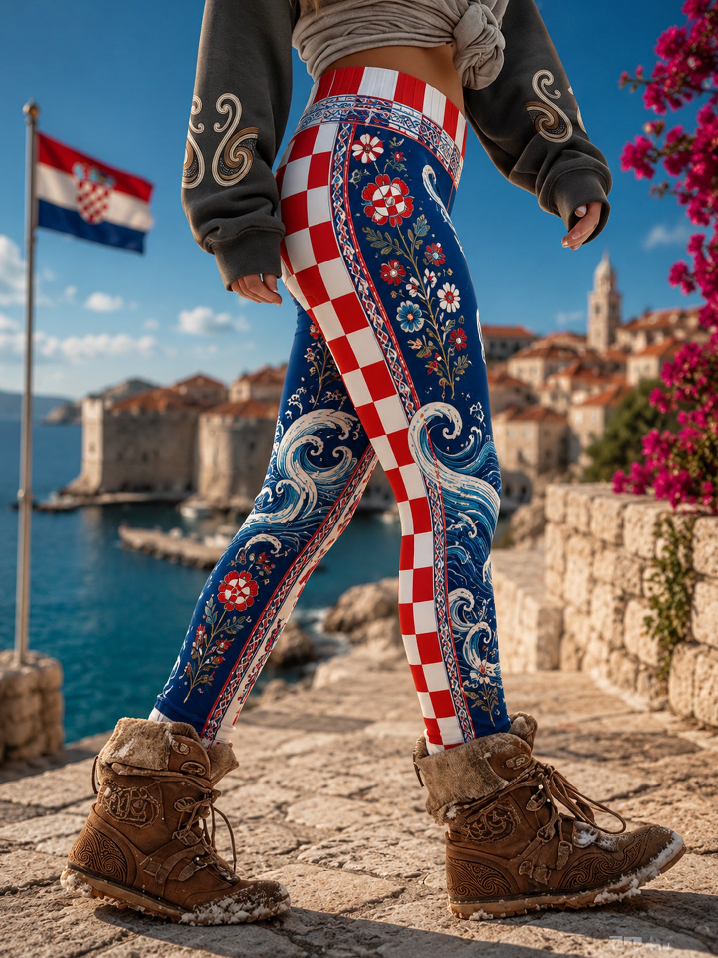 Ženske legice s hrvatskim cvjetnim uzorkom