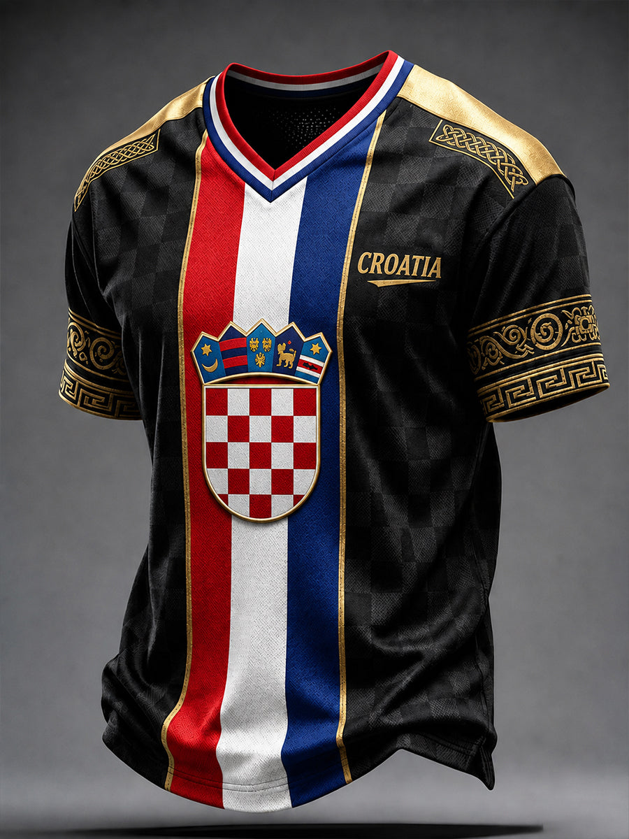Muškarci Hrvatski nogometni utakmica Navijanje Element Umjetnost Ispis T-majca.