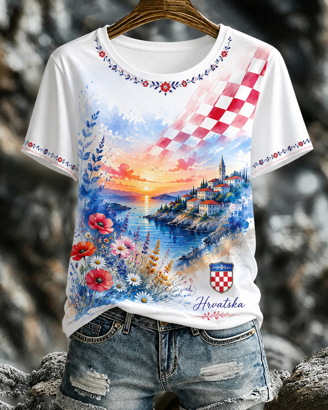 Ženski Hrvatski prirodni krajolik Element Umjetnost Ispis