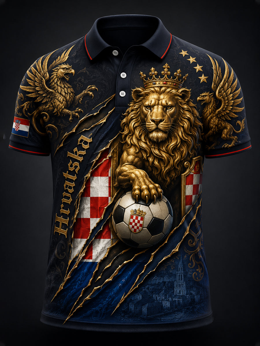 Muška hrvatski nogometni utakmica Navijanje Element Umjetnost Print Polo košulja