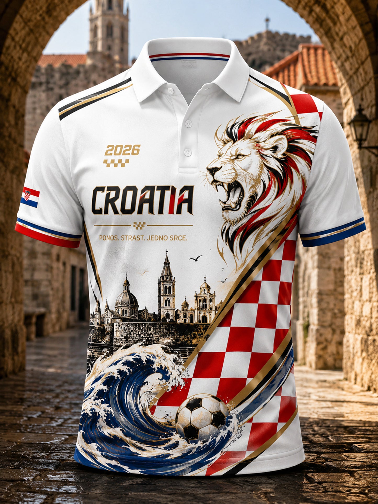 Muška hrvatska nogometna utakmica navijanje umjetnost Print Polo košulja