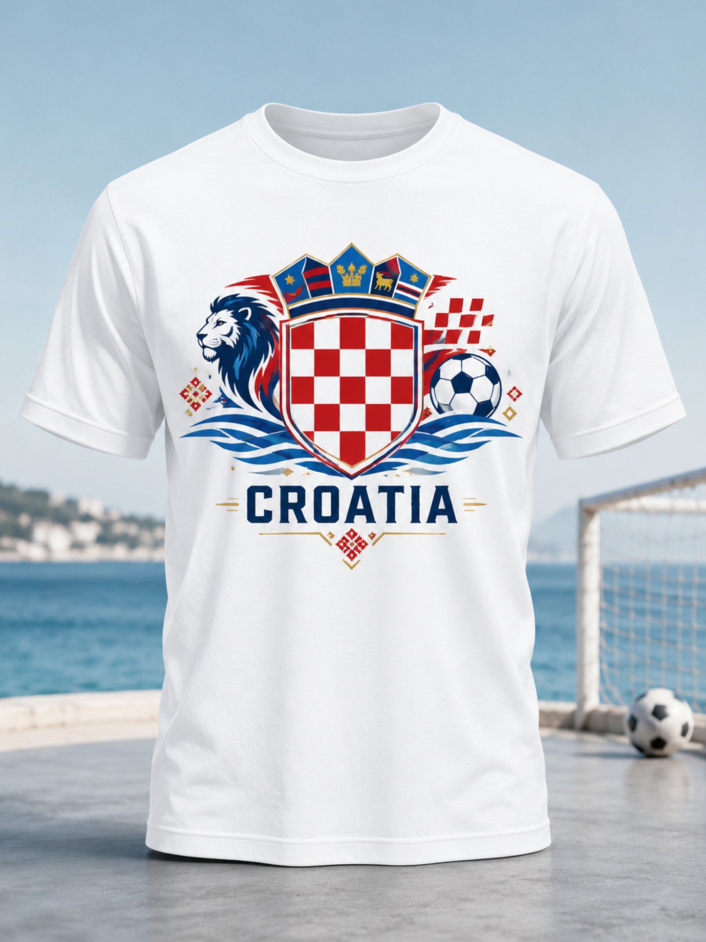 Muška majica s umjetničkim printom s motivom navijanja na hrvatskoj nogometnoj utakmici