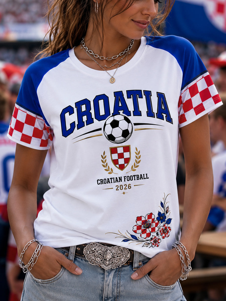 Ženska hrvatska nogometna utakmica navijanje umjetnosti Tiskaj T-majca.
