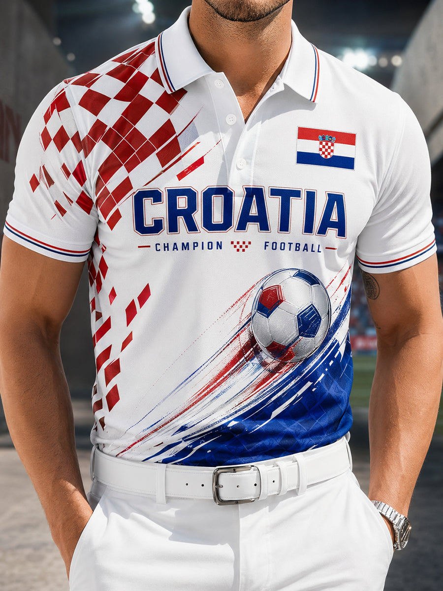 Muška hrvatski nogometni utakmica Navijanje Element Umjetnost Print Polo košulja