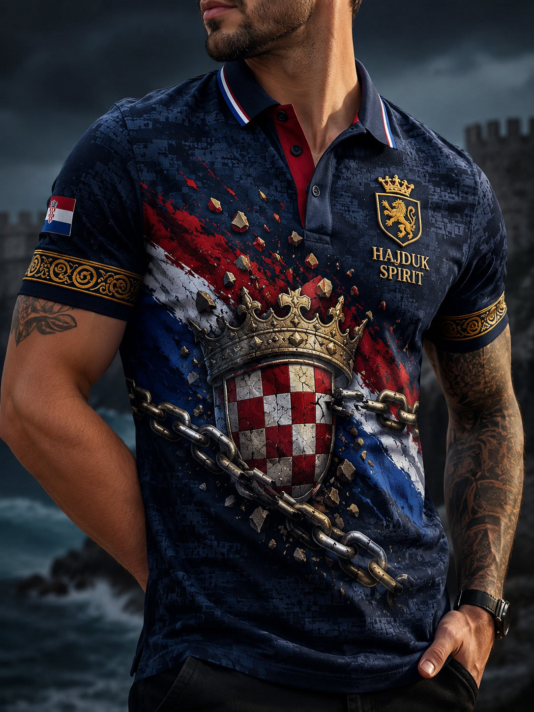 Muška hrvatska Hajduk Duhovna umjetnost Print Polo Košulja