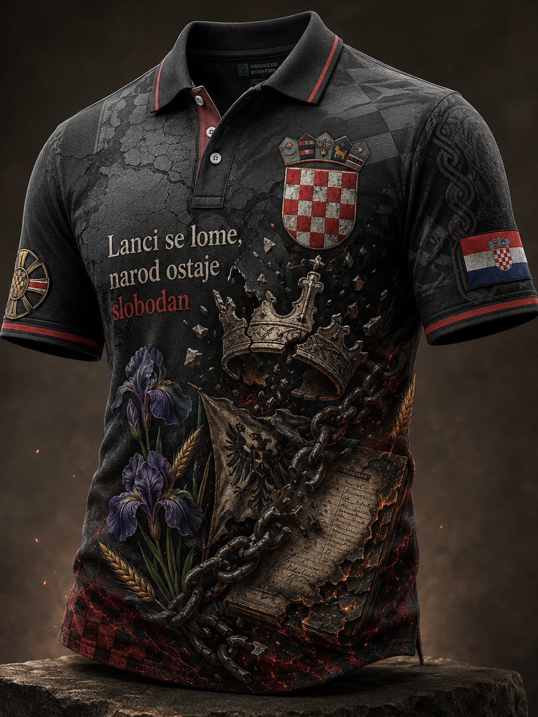 Muški art print polo majica nadahnuta duhom Hajduka