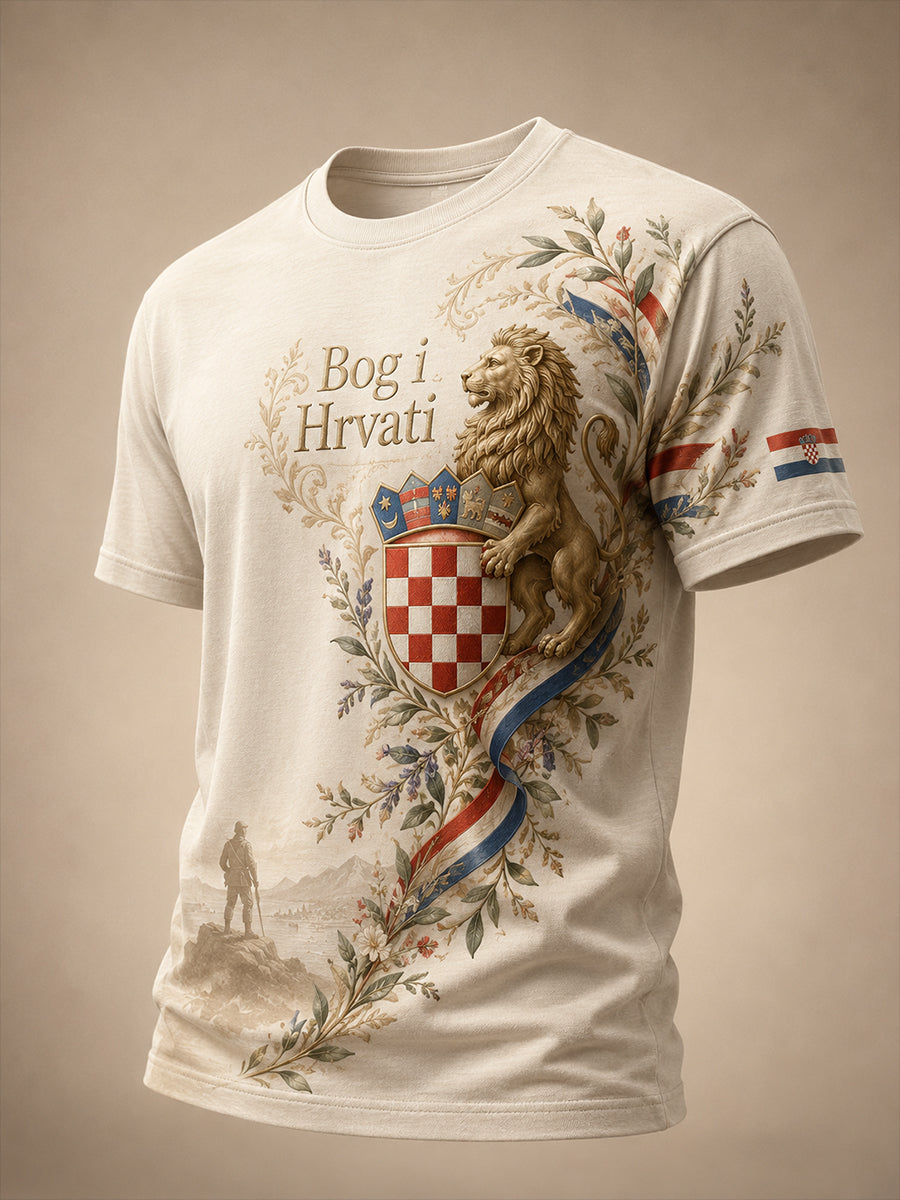 Muška majica s umjetničkom grafikom u vojnom stilu iz Hrvatske