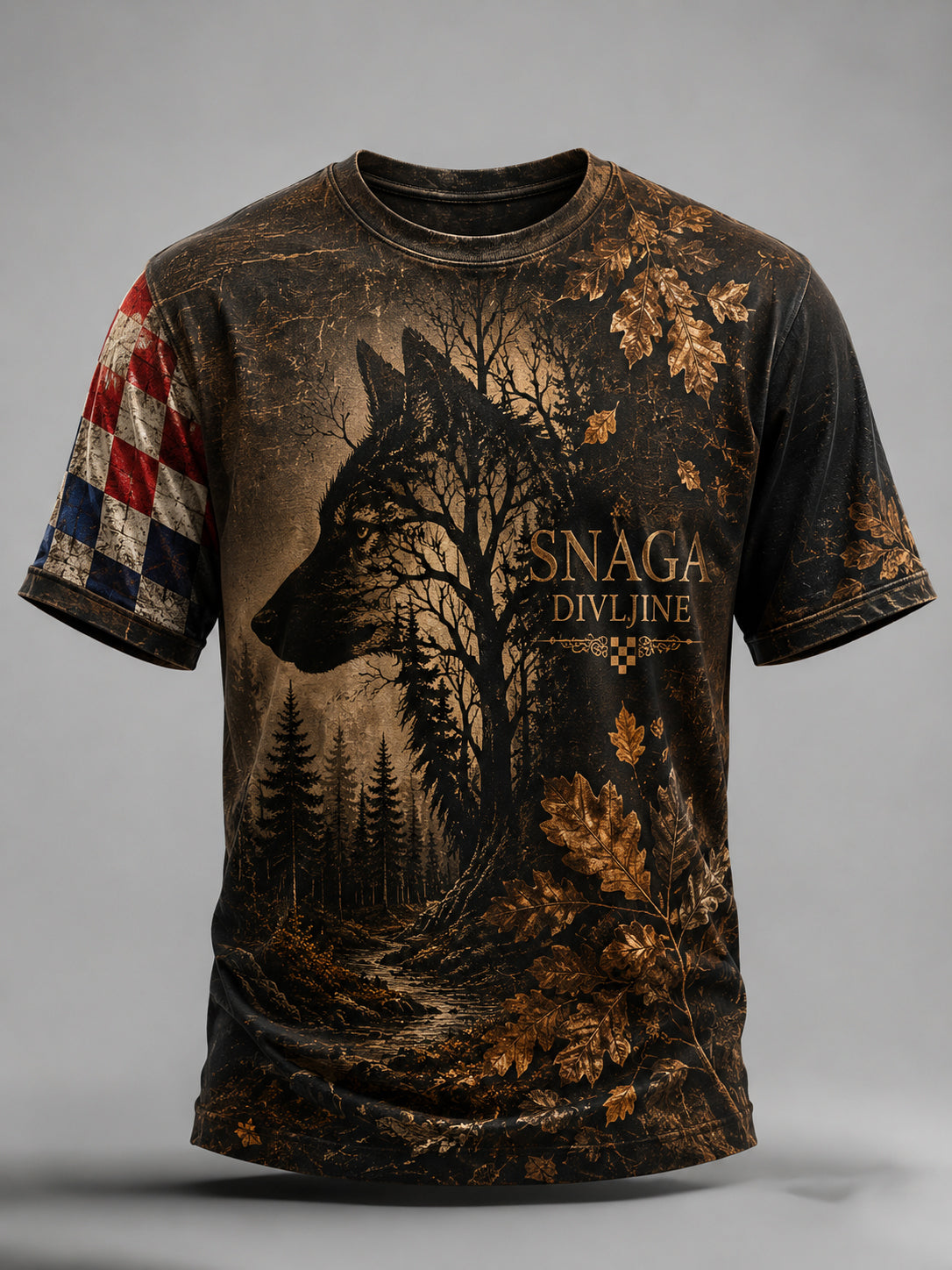 Muška hrvatska jesenska šumska tematska umjetnost Print T-shirt