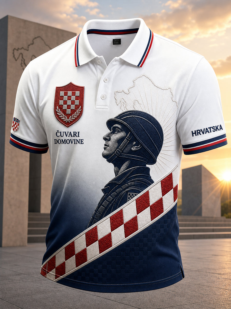 Retro hrvatski umjetnički otisak ležerna majica polo