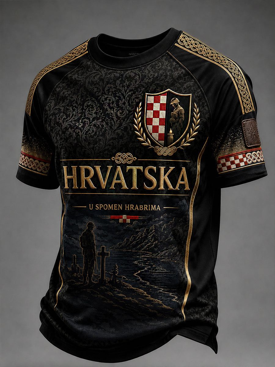 Retro hrvatski umjetnički otisak ležerna majica