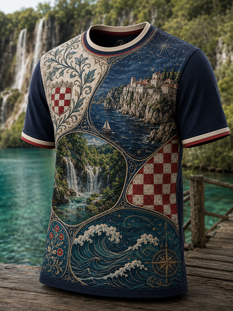 Muška majica s umjetničkom grafikom Hrvatski prirodni element