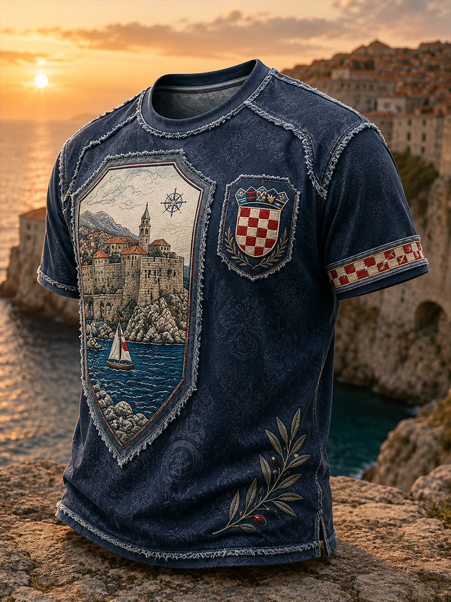 Muški hrvatski kulturni element Umjetnost Print Casual T-shirt