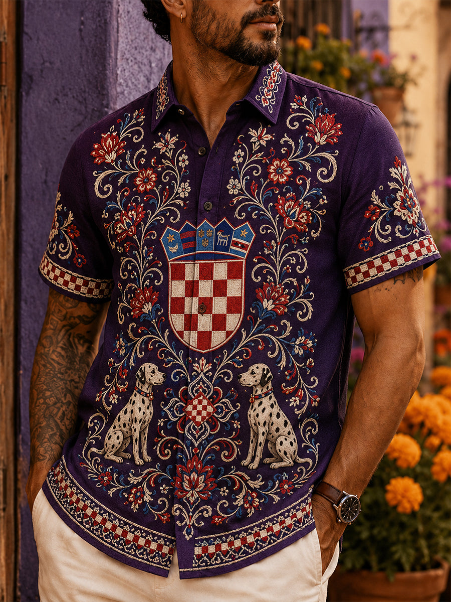 Muški hrvatski kulturni element Umjetnost Print Casual Kratki rukavkosa