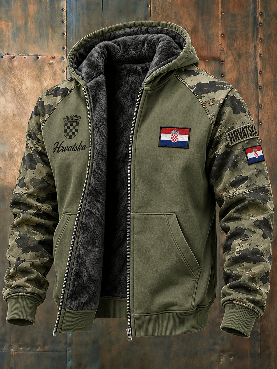 Muški vintage kaputić s dugim rukavima u vojnom stilu s kamuflažnim uzorkom