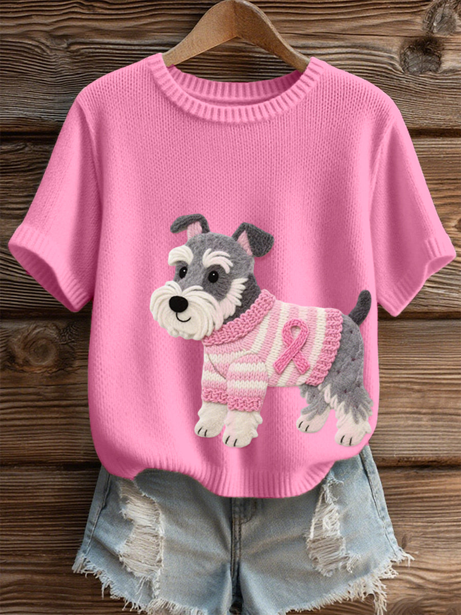 Ženski Felt umjetnost Schnauzer psa uzorak udobno pleteni vrh