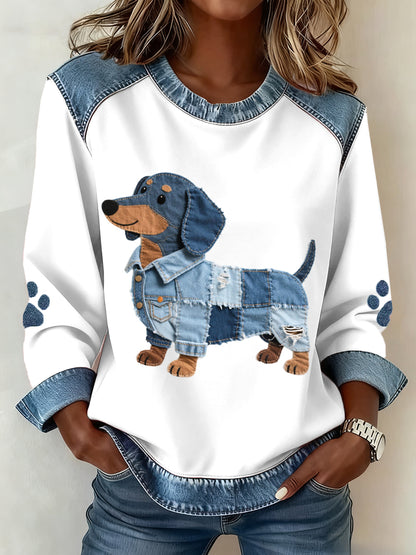 Ženski jazavica uzorak Denim patchwork umjetnost znoja