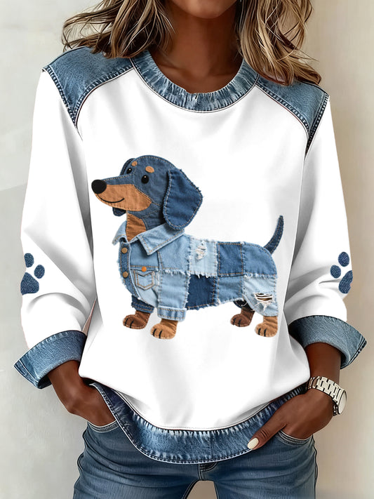 Ženski jazavica uzorak Denim patchwork umjetnost znoja