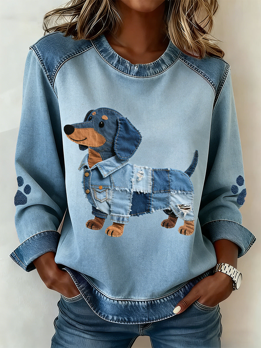 Ženski jazavica uzorak Denim patchwork umjetnost znoja