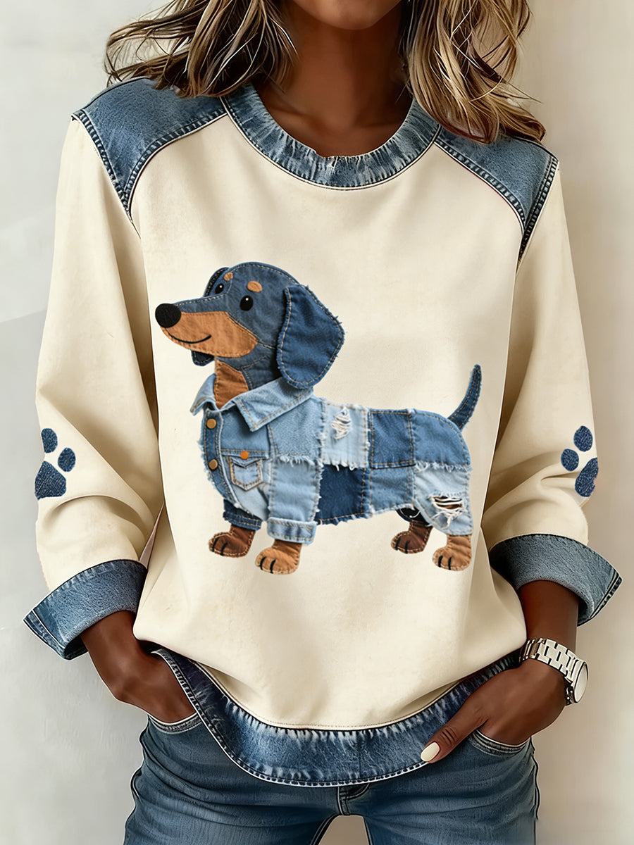 Ženski jazavica uzorak Denim patchwork umjetnost znoja