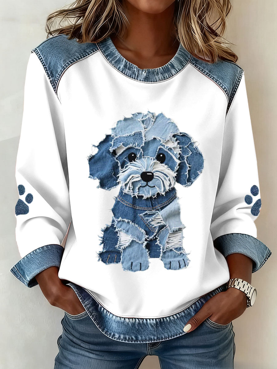 Ženski ljupki krzneni pas uzorak Denim Patchwork umjetnost trenera
