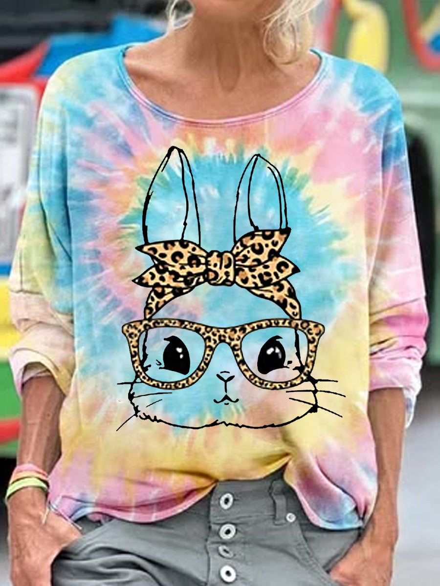 Ženski slatki leopard zeko Tiskati uobičajen duga-sleeve vrha