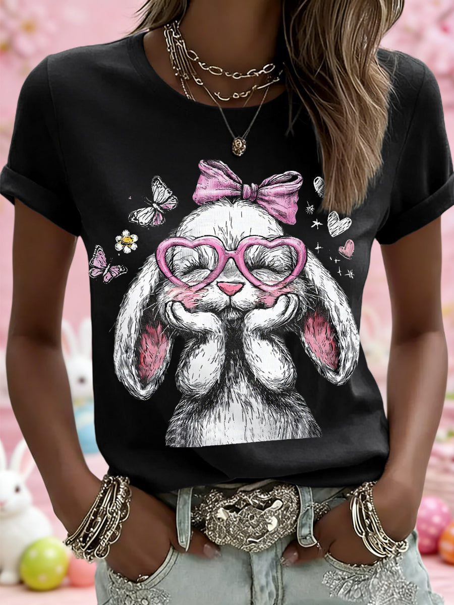 Ženski slatki Uskrs zec Print Casual Tee