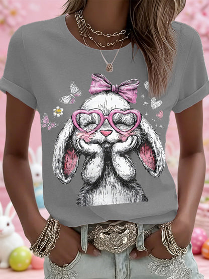 Ženski slatki Uskrs zec Print Casual Tee