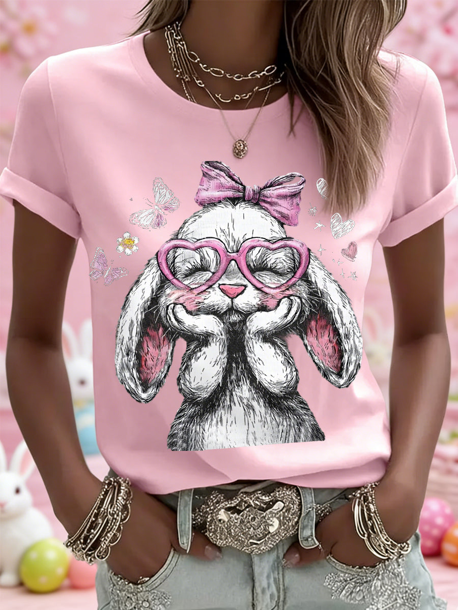 Ženski slatki Uskrs zec Print Casual Tee