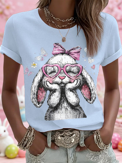 Ženski slatki Uskrs zec Print Casual Tee