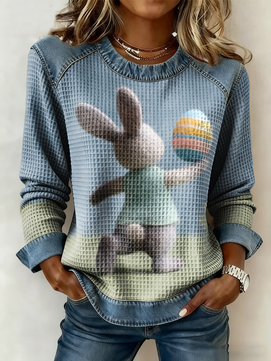 Ženski zec Uskrs Denim Patchwork vrh