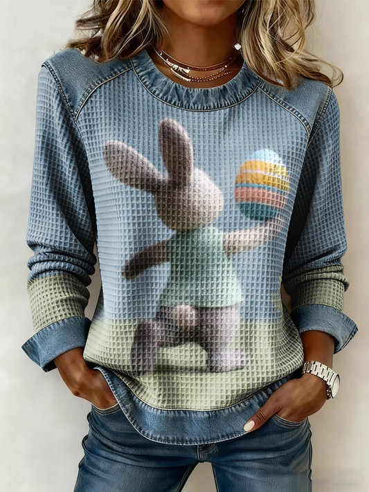 Ženski zec Uskrs Denim Patchwork vrh