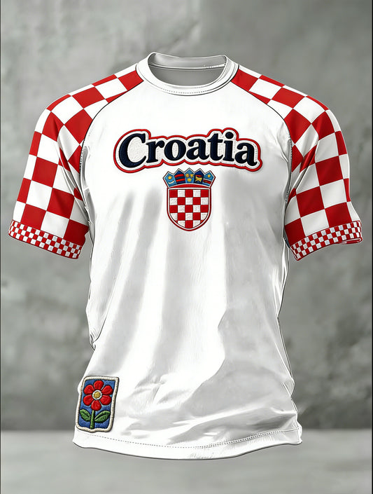 Muška hrvatska umjetnost Patchwork Ispis T-shirt